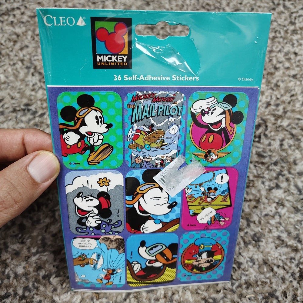 Vintage Disney Mickey Adventures Stickers New Sealed 4 Sheets 90s CLEO USA Made